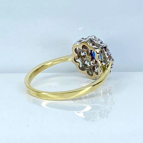 Bague 53 Bague marguerite en or 18 carats, saphir et diamants 58 Facettes AB572