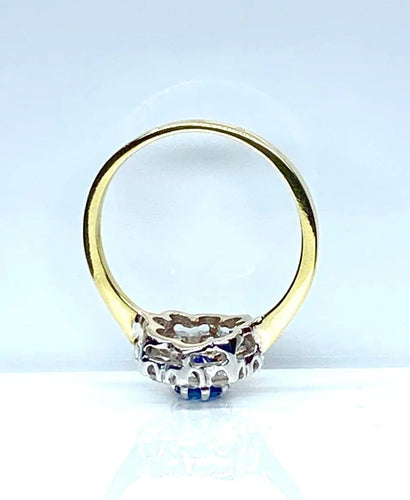 Bague 53 Bague marguerite en or 18 carats, saphir et diamants 58 Facettes AB572