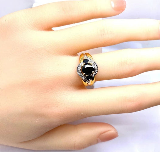 Bague 54 Bague jonc tourbillon en or jaune 18 carats, saphirs et diamants 58 Facettes AB575