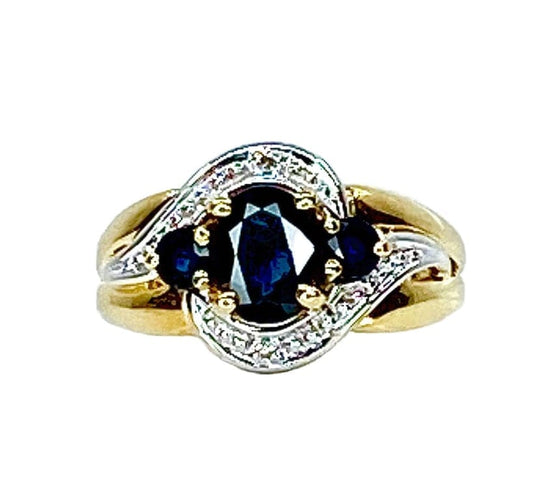 Bague 54 Bague jonc tourbillon en or jaune 18 carats, saphirs et diamants 58 Facettes AB575