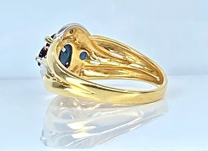 Bague 54 Bague jonc tourbillon en or jaune 18 carats, saphirs et diamants 58 Facettes AB575