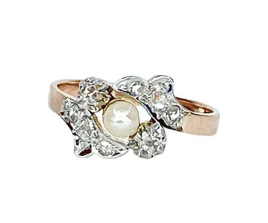 Bague 50 Bague en or 18 carats à perle et diamants 58 Facettes AB568