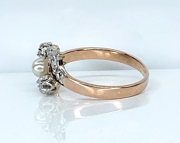 Bague 50 Bague en or 18 carats à perle et diamants 58 Facettes AB568