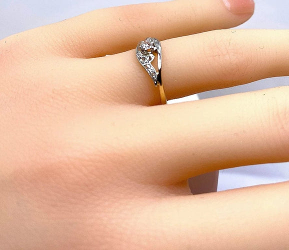 Bague 50 Bague en or 18 carats avec diamant taille ancienne et diamants 58 Facettes AB570