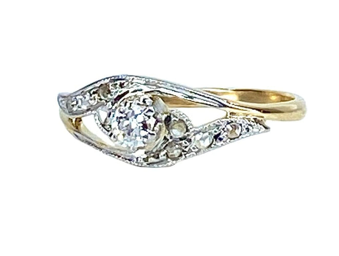 Bague 50 Bague en or 18 carats avec diamant taille ancienne et diamants 58 Facettes AB570