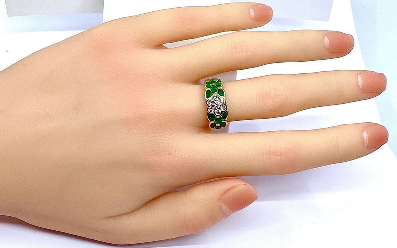 Bague 53 Bague jonc en or jaune 18 carats, diamants et émeraudes navettes 58 Facettes AB576 bis