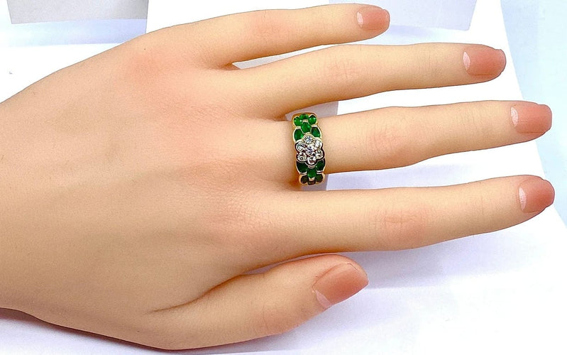 Bague 53 Bague jonc en or jaune 18 carats, diamants et émeraudes navettes 58 Facettes AB576 bis