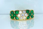 Bague 53 Bague jonc en or jaune 18 carats, diamants et émeraudes navettes 58 Facettes AB576 bis