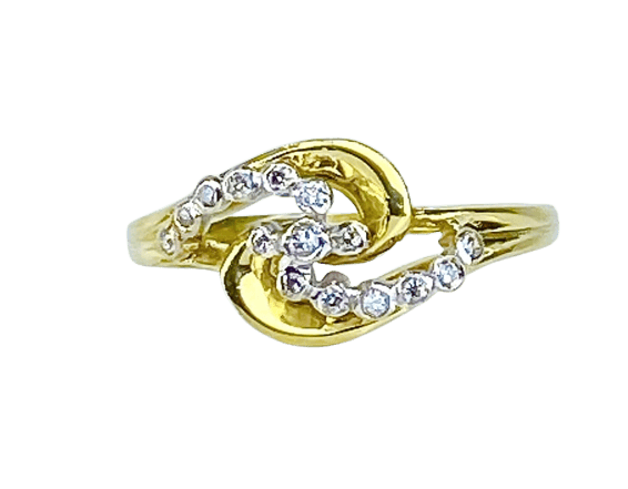Bague 53 Bague en or jaune 18 carats sertie de diamants 58 Facettes AB579