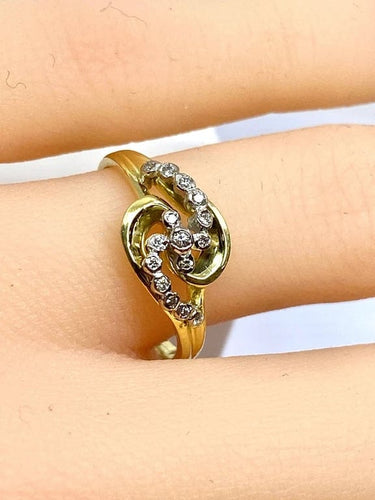 Bague 53 Bague en or jaune 18 carats sertie de diamants 58 Facettes AB579