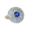 Bague 52 Bague en or jaune et or blanc 18 carats avec saphir et diamants 58 Facettes AB580
