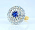 Bague 52 Bague en or jaune et or blanc 18 carats avec saphir et diamants 58 Facettes AB580