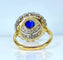 Bague 52 Bague en or jaune et or blanc 18 carats avec saphir et diamants 58 Facettes AB580