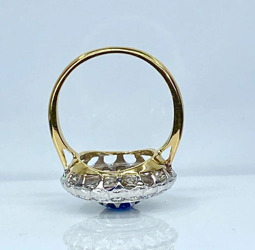 Bague 52 Bague en or jaune et or blanc 18 carats avec saphir et diamants 58 Facettes AB580