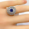 Bague 52 Bague en or jaune et or blanc 18 carats avec saphir et diamants 58 Facettes AB580