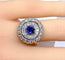 Bague 52 Bague en or jaune et or blanc 18 carats avec saphir et diamants 58 Facettes AB580