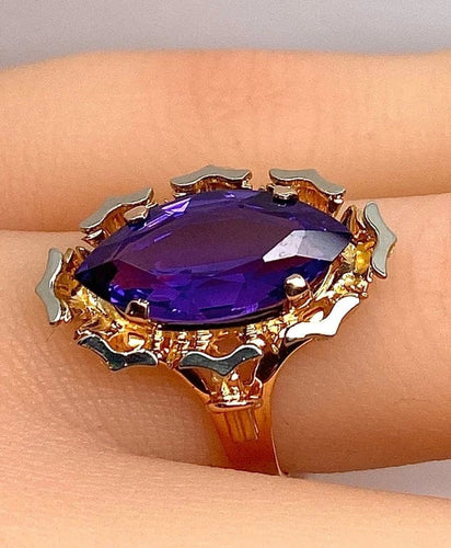Bague 51 Bague en or jaune 18 carats à améthyste 58 Facettes AB581