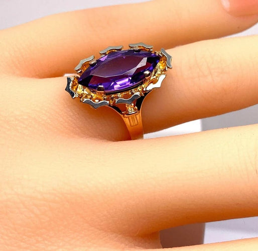 Bague 51 Bague en or jaune 18 carats à améthyste 58 Facettes AB581