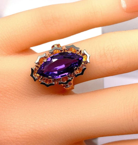 Bague 51 Bague en or jaune 18 carats à améthyste 58 Facettes AB581