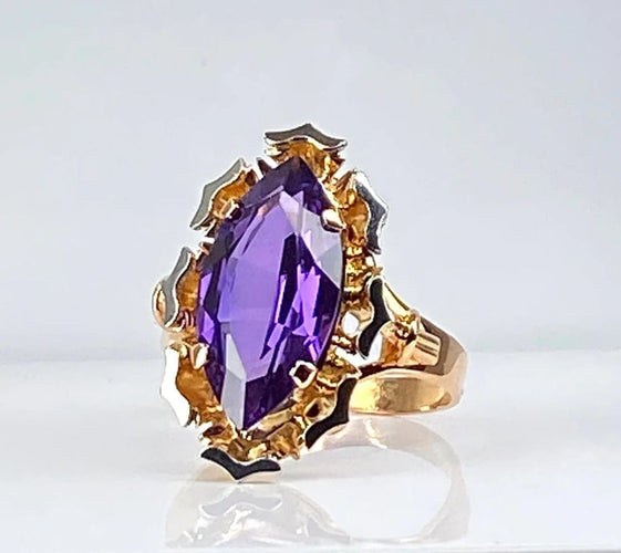 Bague 51 Bague en or jaune 18 carats à améthyste 58 Facettes AB581