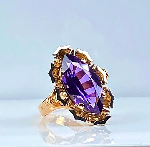 Bague 51 Bague en or jaune 18 carats à améthyste 58 Facettes AB581