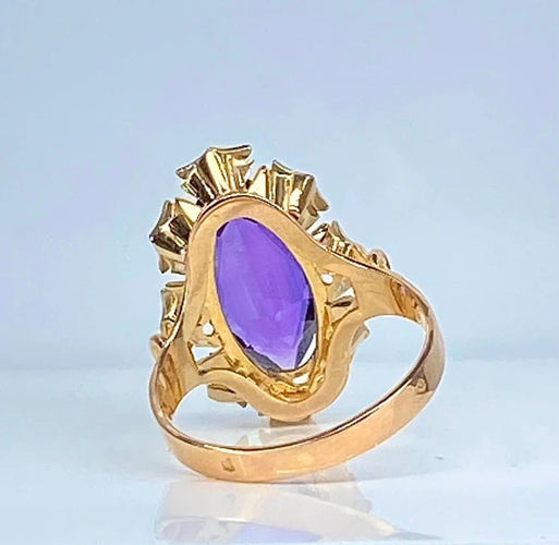 Bague 51 Bague en or jaune 18 carats à améthyste 58 Facettes AB581