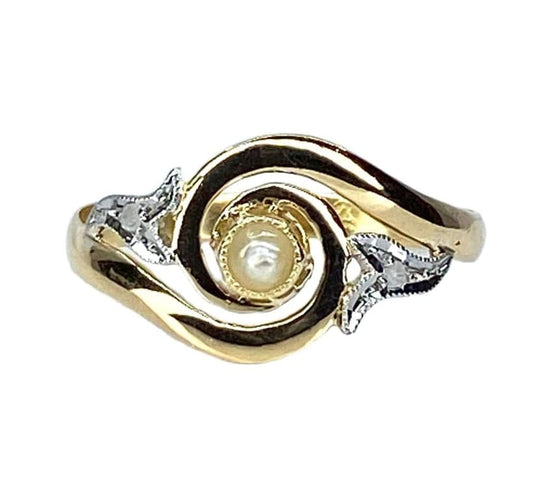 Bague 58 Bague en or jaune 18 carats avec perle et diamants 58 Facettes AB584