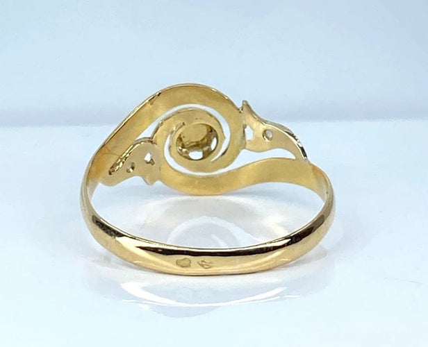 Bague 58 Bague en or jaune 18 carats avec perle et diamants 58 Facettes AB584