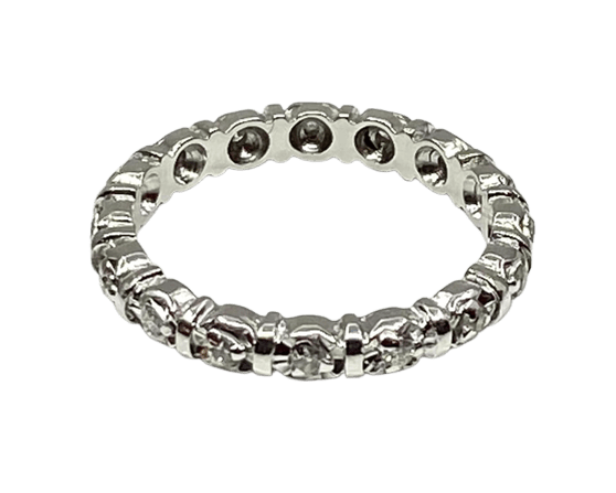 Bague 50 Alliance - Bague en or blanc 18 carats sertie de 16 diamants 58 Facettes AB583