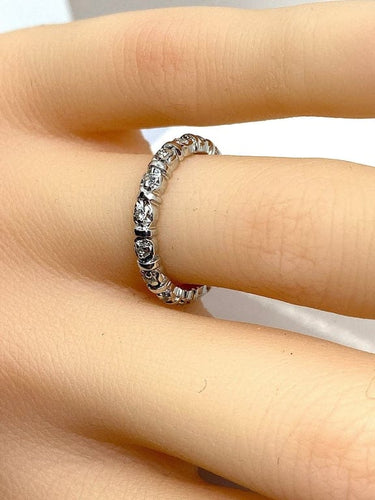 Bague 50 Alliance - Bague en or blanc 18 carats sertie de 16 diamants 58 Facettes AB583