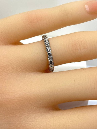 Bague 50 Alliance - Bague en or blanc 18 carats sertie de 16 diamants 58 Facettes AB583