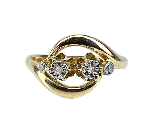 Bague 55 Bague toi et moi en or jaune 18 carats et diamants 58 Facettes AB585