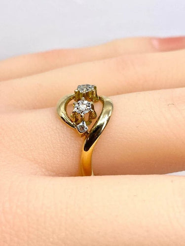 Bague 55 Bague toi et moi en or jaune 18 carats et diamants 58 Facettes AB585