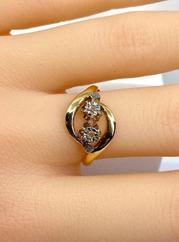 Bague 55 Bague toi et moi en or jaune 18 carats et diamants 58 Facettes AB585