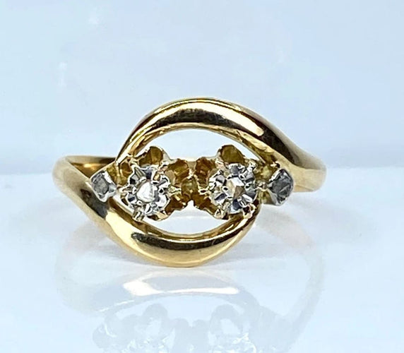 Bague 55 Bague toi et moi en or jaune 18 carats et diamants 58 Facettes AB585