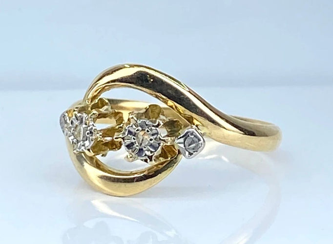 Bague 55 Bague toi et moi en or jaune 18 carats et diamants 58 Facettes AB585