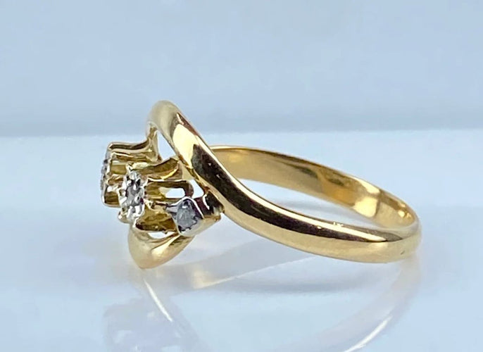 Bague 55 Bague toi et moi en or jaune 18 carats et diamants 58 Facettes AB585