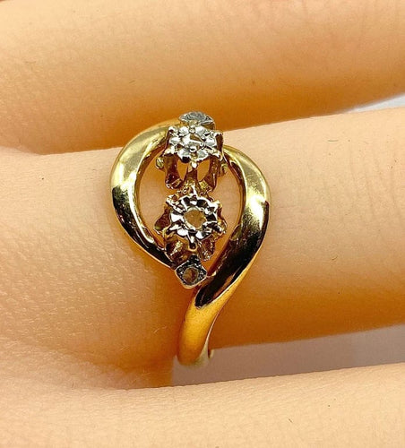Bague 55 Bague toi et moi en or jaune 18 carats et diamants 58 Facettes AB585
