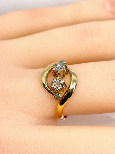 Bague 55 Bague toi et moi en or jaune 18 carats et diamants 58 Facettes AB585