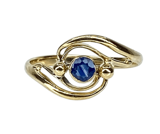 Bague 51 Bague tourbillon en or jaune 18 carats et saphir 58 Facettes AB586