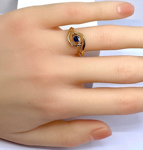 Bague 51 Bague tourbillon en or jaune 18 carats et saphir 58 Facettes AB586