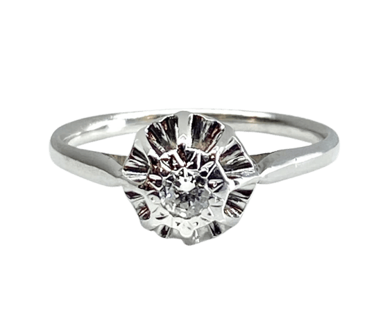 Bague 53 Bague solitaire en or blanc 18 carats et diamant 58 Facettes AB587