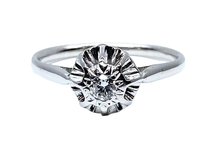 Bague 53 Bague solitaire en or blanc 18 carats et diamant 58 Facettes AB587