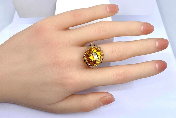 Bague 53 Bague en or jaune 18 carats à topaze 58 Facettes AB595bis