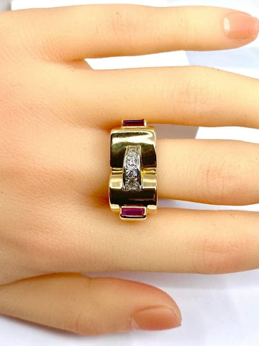 Bague 60 Bague Tank en or jaune 18 carats et diamants 58 Facettes AB603