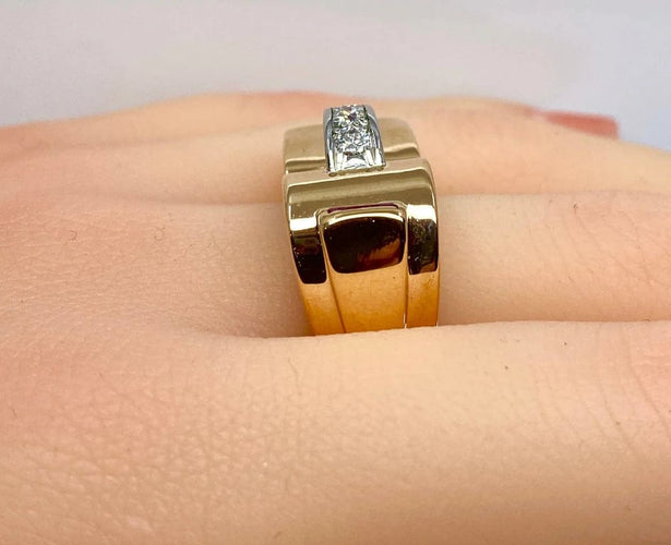 Bague 60 Bague Tank en or jaune 18 carats et diamants 58 Facettes AB603