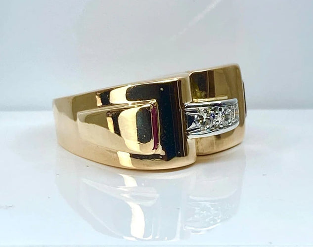 Bague 60 Bague Tank en or jaune 18 carats et diamants 58 Facettes AB603