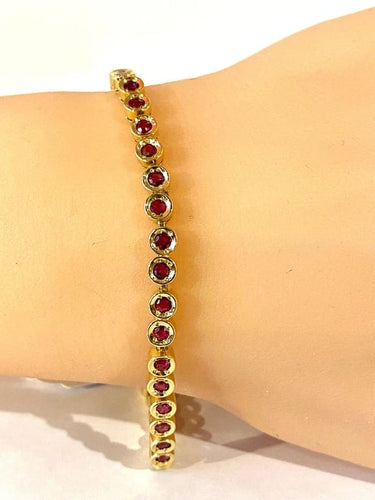 Bracelet Bracelet ligne en or jaune 18 carats et rubis 58 Facettes AB609
