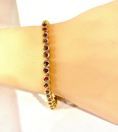 Bracelet Bracelet ligne en or jaune 18 carats et rubis 58 Facettes AB609