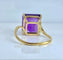 Bague 47 Bague en or jaune 18 carats avec améthyste carrée 58 Facettes AB616